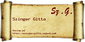 Szinger Gitta névjegykártya